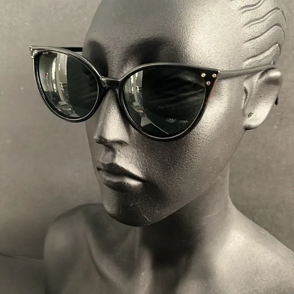 Vintage Cat\'s Eye Sunglasses - Korea Unique Vintage Black & Silver Half Rim Cat Eye Sunglasses main image 3